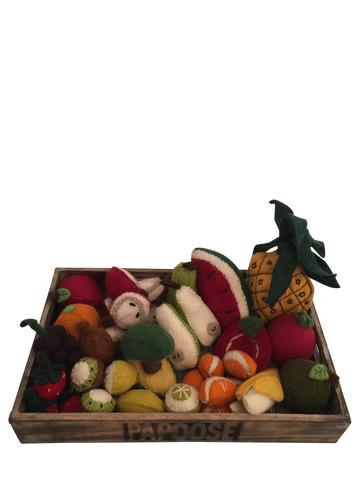 Large Felt Fruit Play Set with Wooden Tray