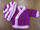 Small Doll Knitted Jacket and Beanie