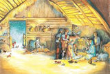 When she reached the open door she saw a man and a woman from the inn, the shepherds and the baby boy.  The man and woman smiled, and the baby lifted up his tiny hands, as if he was welcoming her.