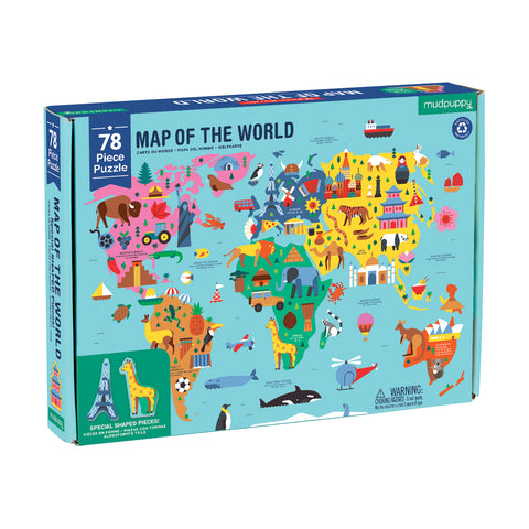 Geography Map of The World Puzzle (78 Pieces) by Mudpuppy, Dragonflytoys 