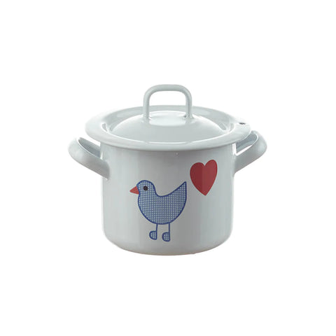 Enamel Children's Tall Pot with Lid Heart Bird, Dragonfly Toys 