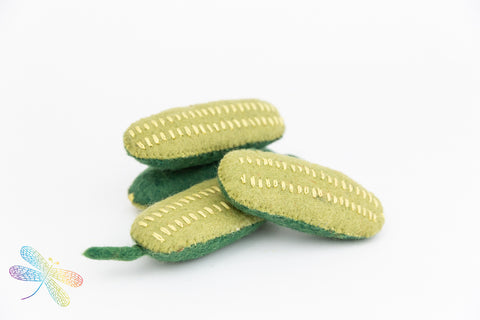 Half Cucumber Slices/4pc Vegetable Felt Play Food by Papoose, dragonfly toys