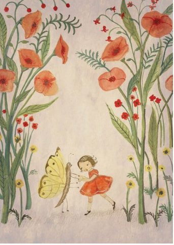 Greeting Card - Butterfly and Poppy Girl