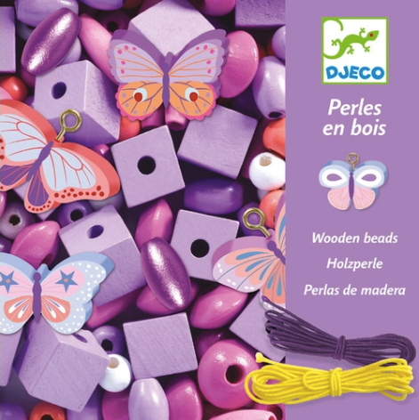 Wooden Beads with Butterflies by Djeco