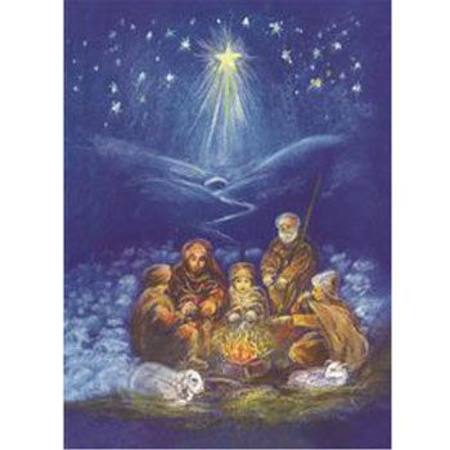 Shepherds in Winter Night Postcard, Dragonflytoys 