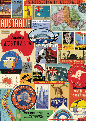 Cavallini Poster/Gift Wrap - Australia Collage, Dragonfly Toys
