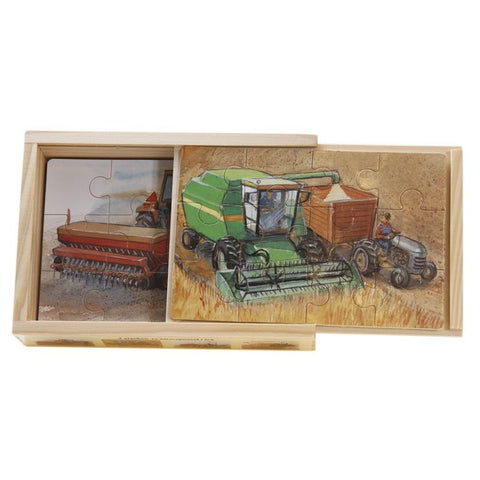 Farm Machines Wooden Box Puzzle by Hjelms, Dragonfly Toys 