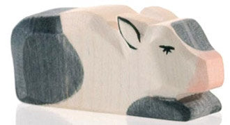 Wooden Cow Calf Black Resting - Ostheimer