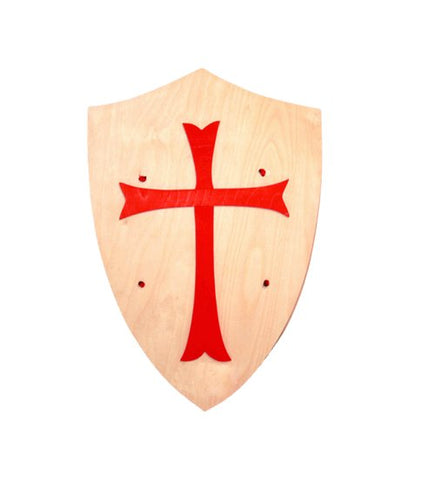 Wooden Shield with a Red Cross