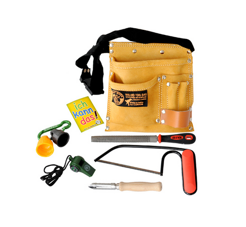 Kids at Work Leather Tool Belt with Woodwork Tool Set, dragonfly toys