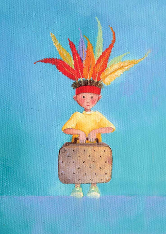 Greeting Card- Suitcase and Feathers, Dragonfly Toys 
