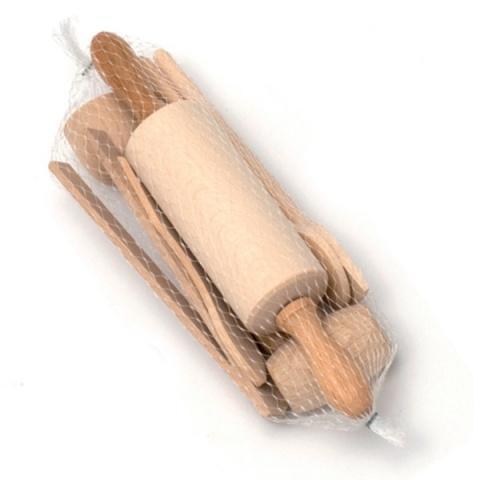 Children's wooden 9 piece cooking set