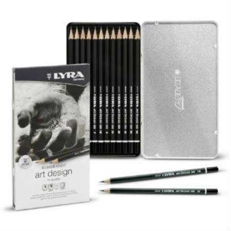 Lyra art design pencils 6B-4H in a tin - 12 set