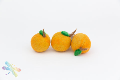 Peach Felt Play Food by Papoose, dragonfly toys