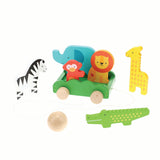 Petit Collage Safari Animals Wooden Bowling Set Safari Animals Set, Dragonfly Toys 