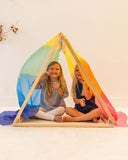 Giant Rainbow Silk Scapes Play Silks Sarah's silks, dragonfly toys, pedagogy, open ended play, steiner, waldorf